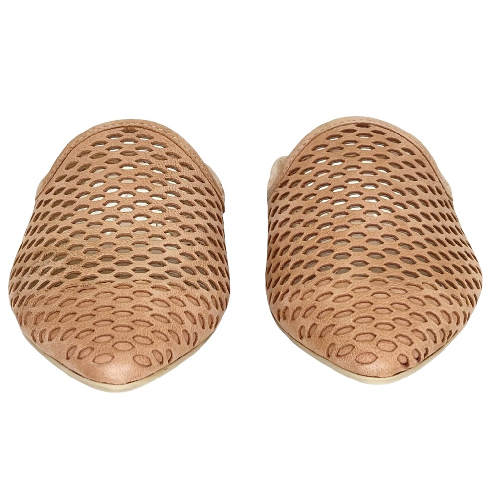 Dolce Vita Grant Tan Perforated Nubuck Leather Womens Flat Mules Size 6M - Picture 6 of 15